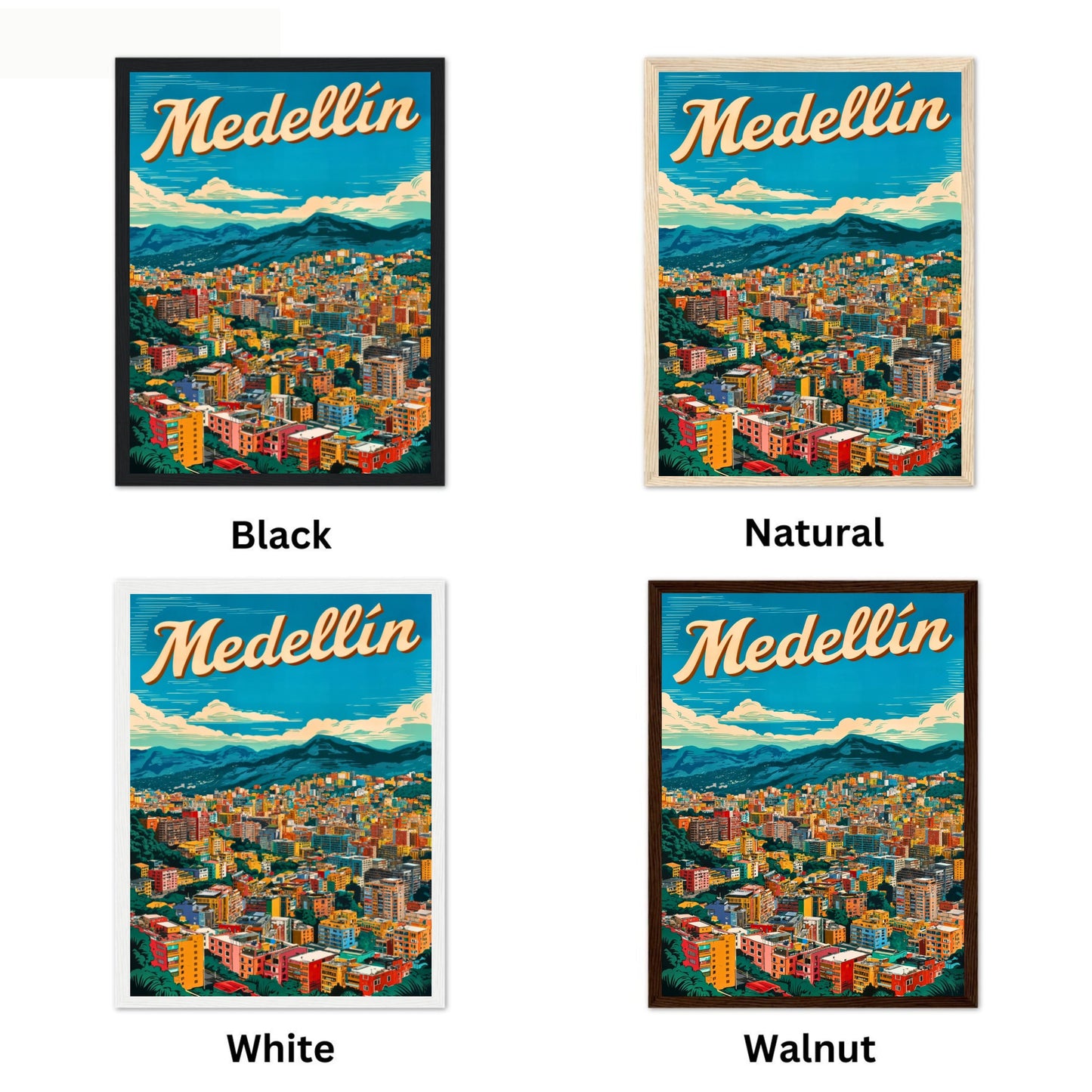 Medellín, Colombia Vintage Travel Poster