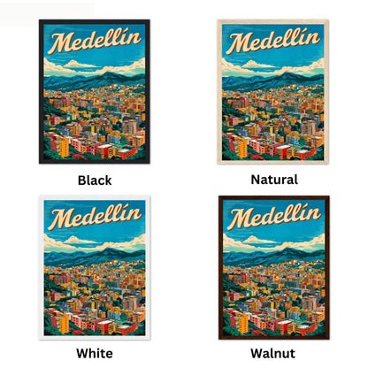 Medellín, Colombia Vintage Travel Poster