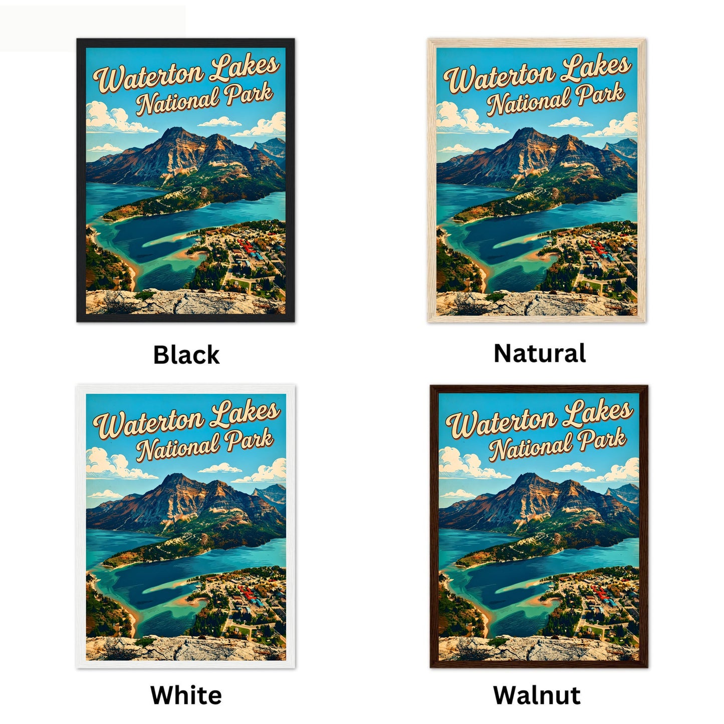 Waterton Lakes National Park Vintage Travel Poster- Sapphire Waters