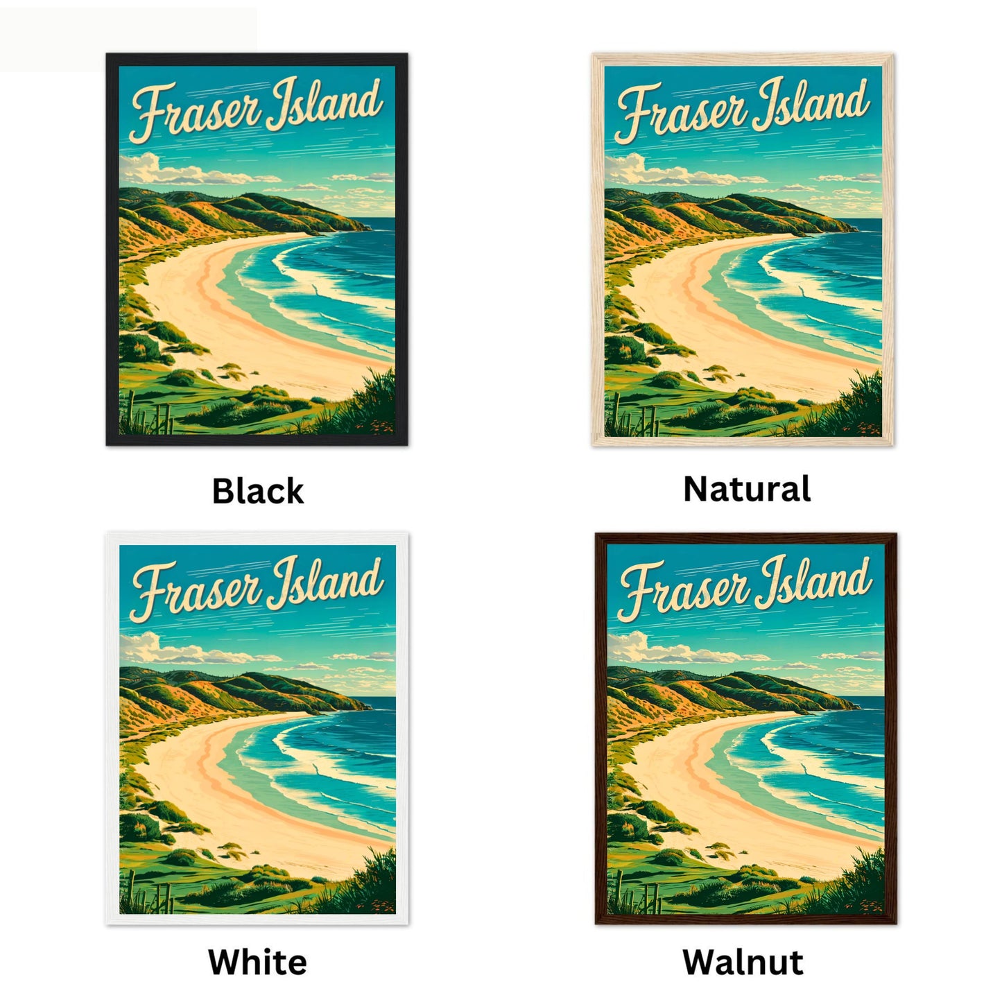 Fraser Island Vintage Travel Poster  - K'gari Island Australia