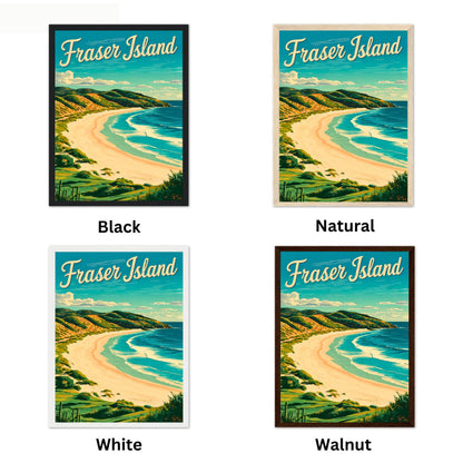Fraser Island Vintage Travel Poster  - K'gari Island Australia