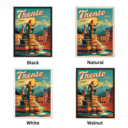 Trento Vintage Travel Poster - Fountain of Neptune
