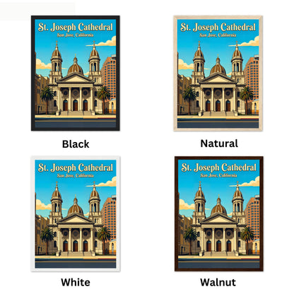 St. Joseph Cathedral Vintage Travel Poster -  Historic Cathedral Elegance, California