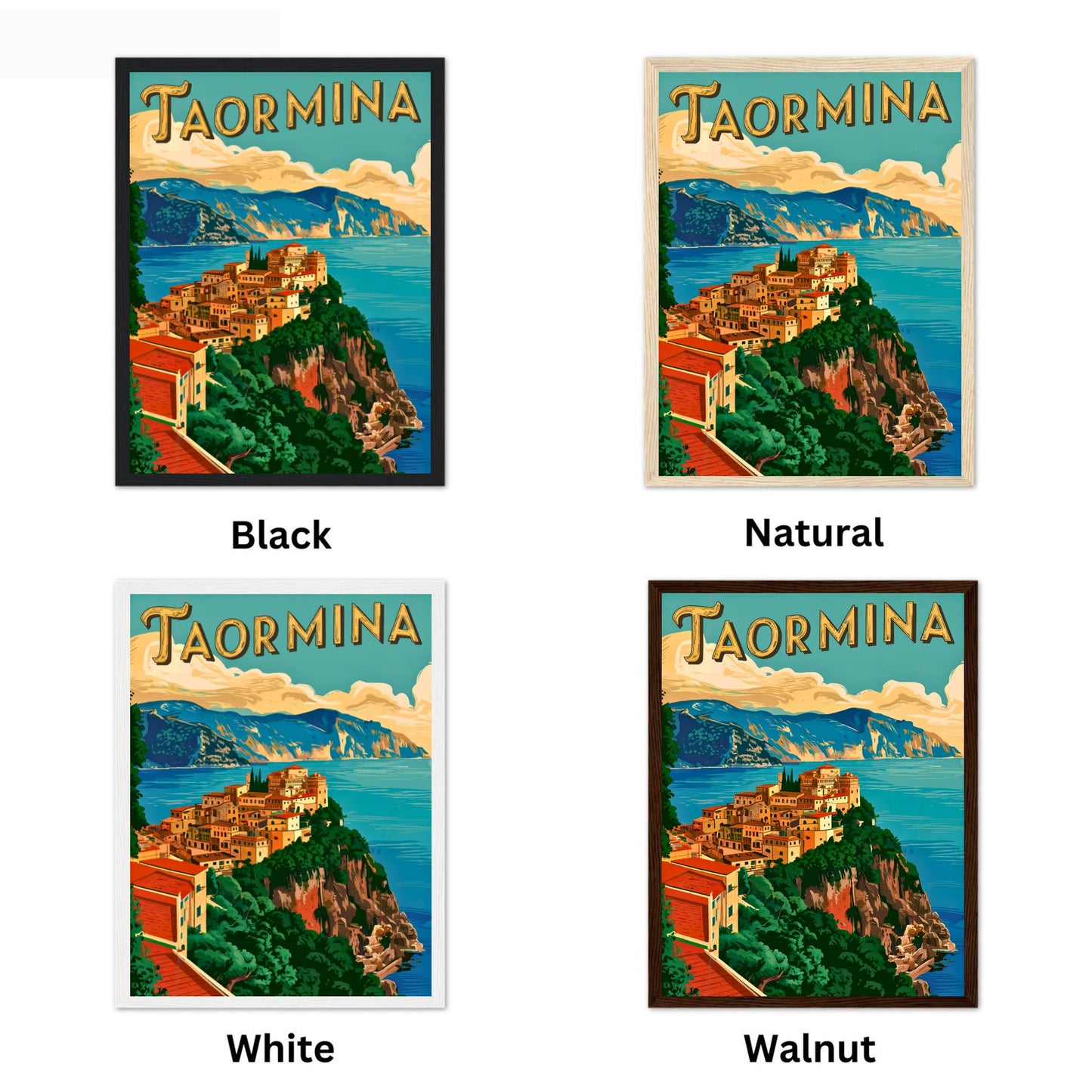 Taormina Vintage Travel Poster - Sicily Charm