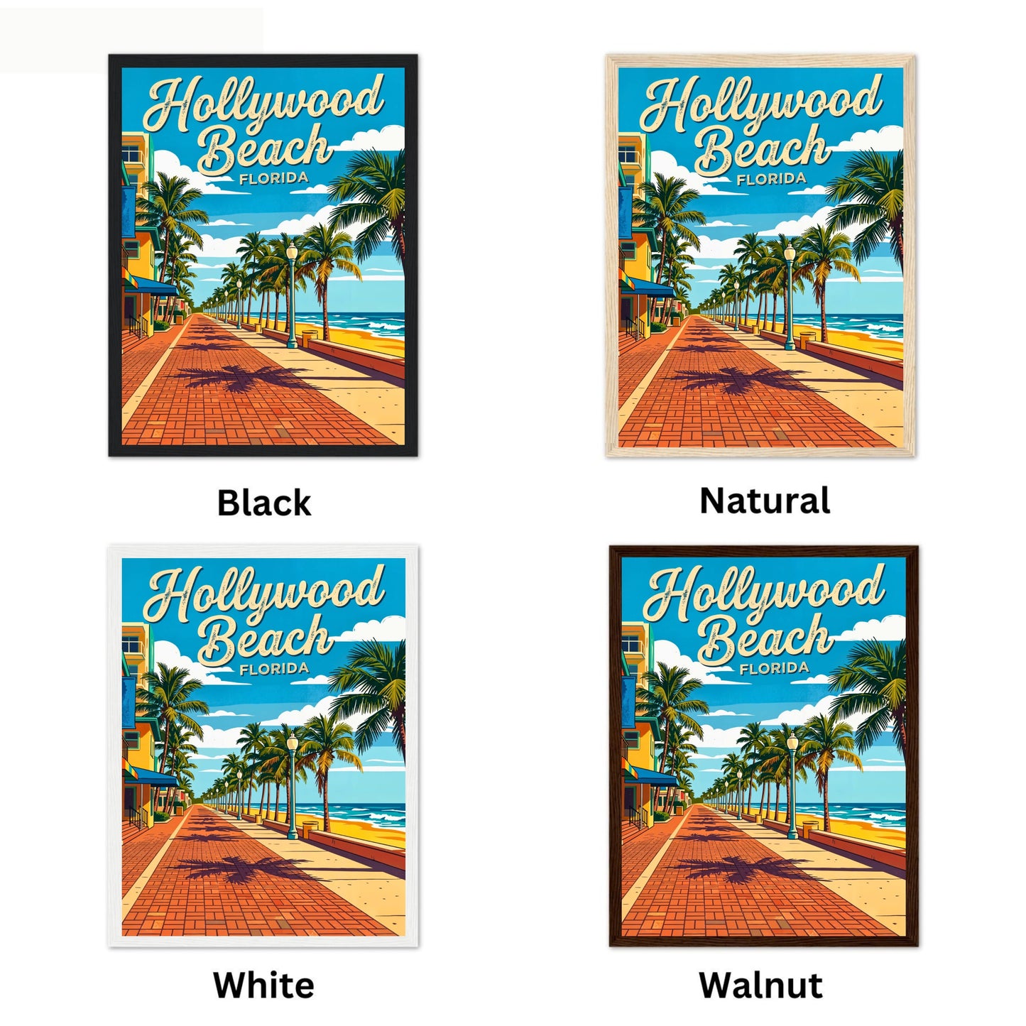 Hollywood Beach Vintage Travel Poster - Paradise Awaits at Hollywood Beach