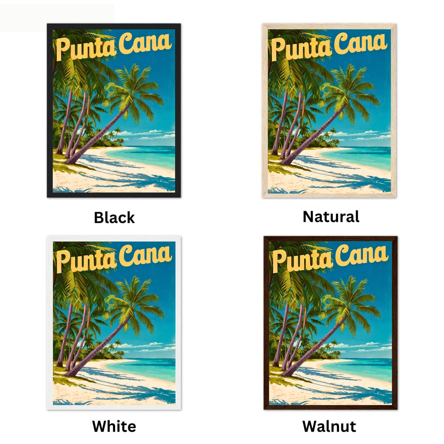 Punta Cana Vintage Travel Poster - Relaxing White Sandy Beach in Dominica Republic