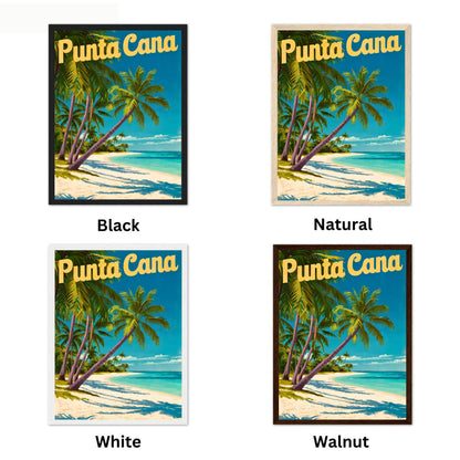 Punta Cana Vintage Travel Poster - Relaxing White Sandy Beach in Dominica Republic