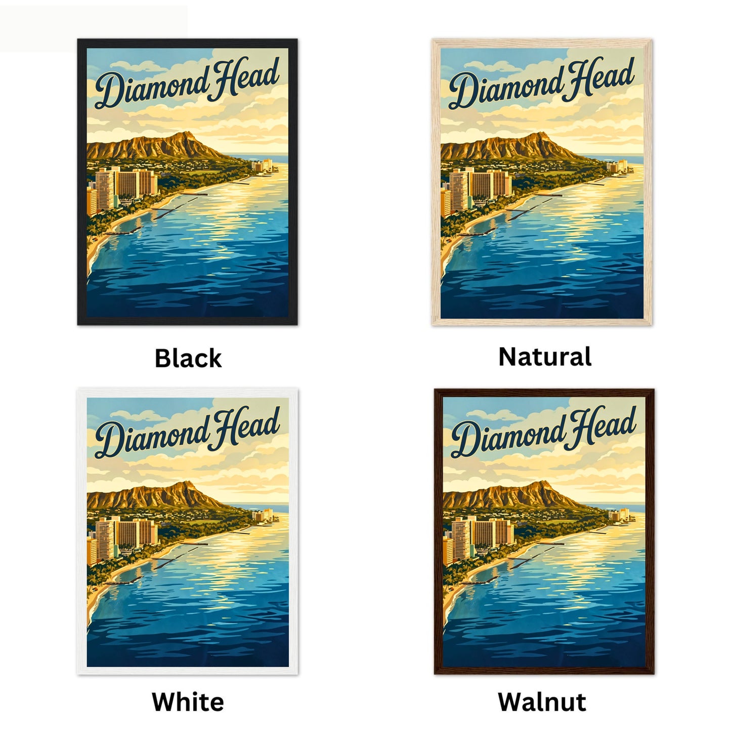 Diamond Head Vintage Travel Poster - Coastal Views