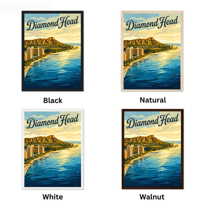 Diamond Head Vintage Travel Poster - Coastal Views