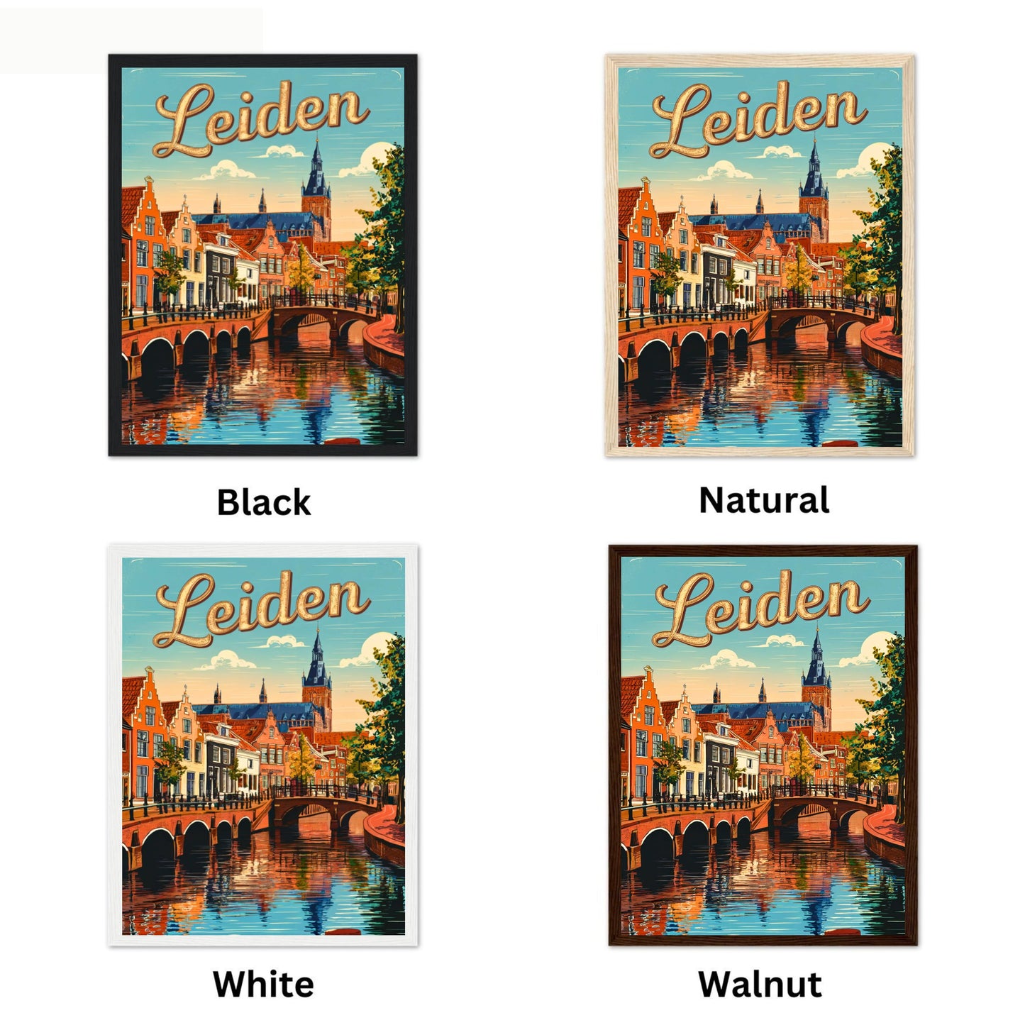 Leiden Vintage Travel Poster - Times Canal in Neitherlands