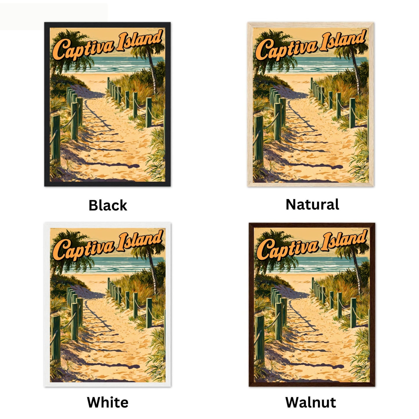 Captiva Island Vintage Travel Poster - White Sandy Beach in Florida
