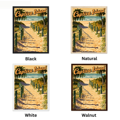 Captiva Island Vintage Travel Poster - White Sandy Beach in Florida