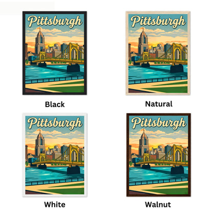 Pittsburgh Vintage Travel Poster- Yellow Bridge