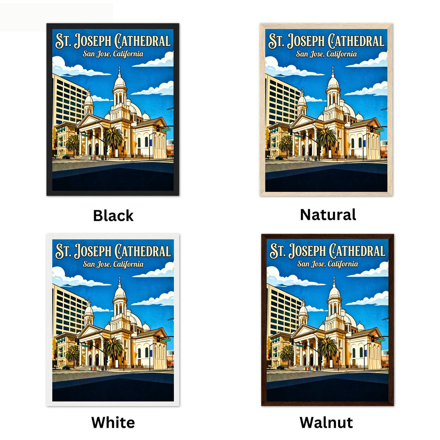 St. Joseph Cathedral Vintage Travel Poster -  Beneath the Blue Sky