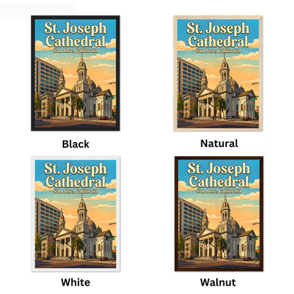 St. Joseph Cathedral Vintage Travel Poster -  Cathedral Calm in Downtown San Jose