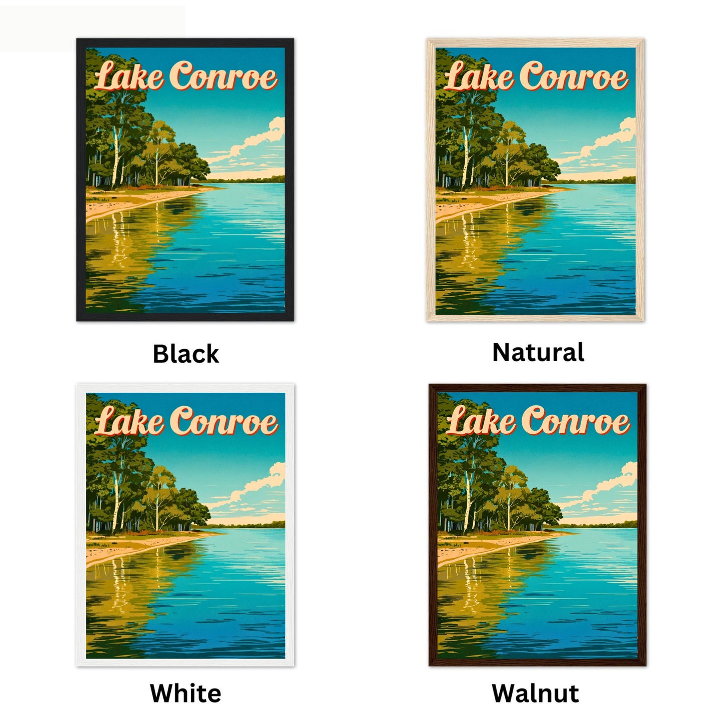 Lake Conroe Vintage Travel Poster