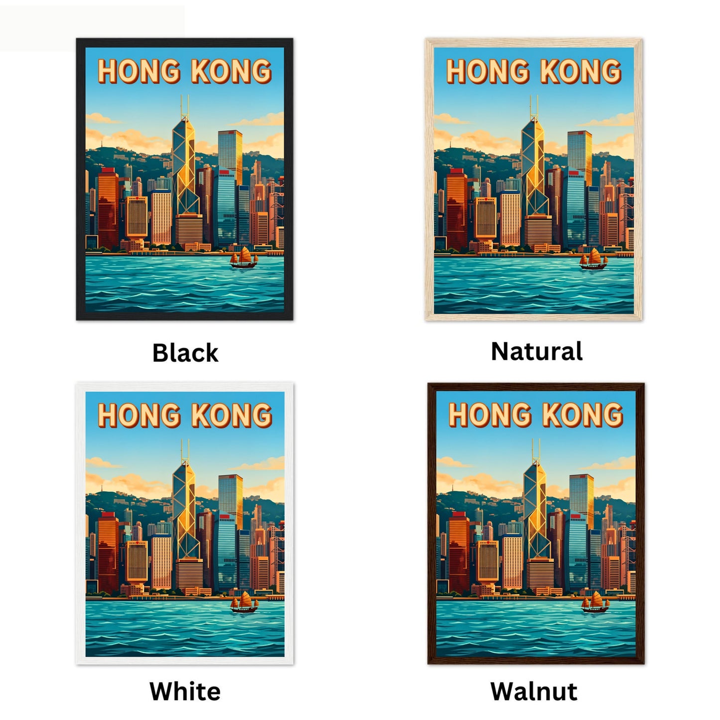 Hong Kong Vintage Travel Poster - Harbour View