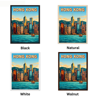 Hong Kong Vintage Travel Poster - Harbour View