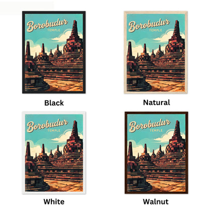 Borobudur Temple Vintage Travel Poster - The Timeless Wonder of Indonesia