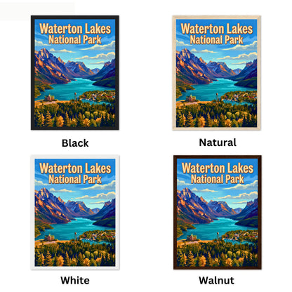Waterton Lakes National Park Vintage Travel Poster - Lakes Beneath the Peaks