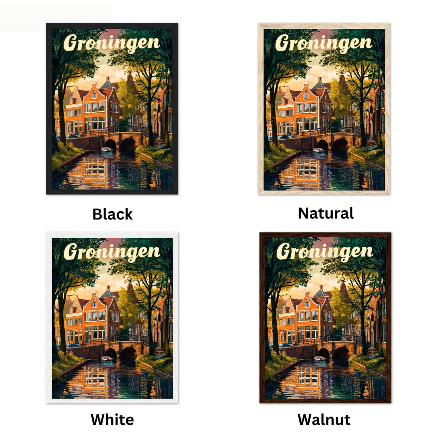 Groningen Vintage Travel Poster - Captivating Canal View