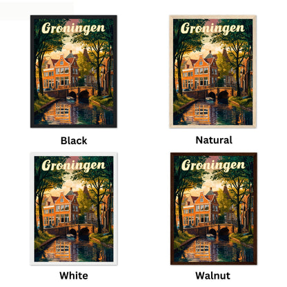 Groningen Vintage Travel Poster - Captivating Canal View