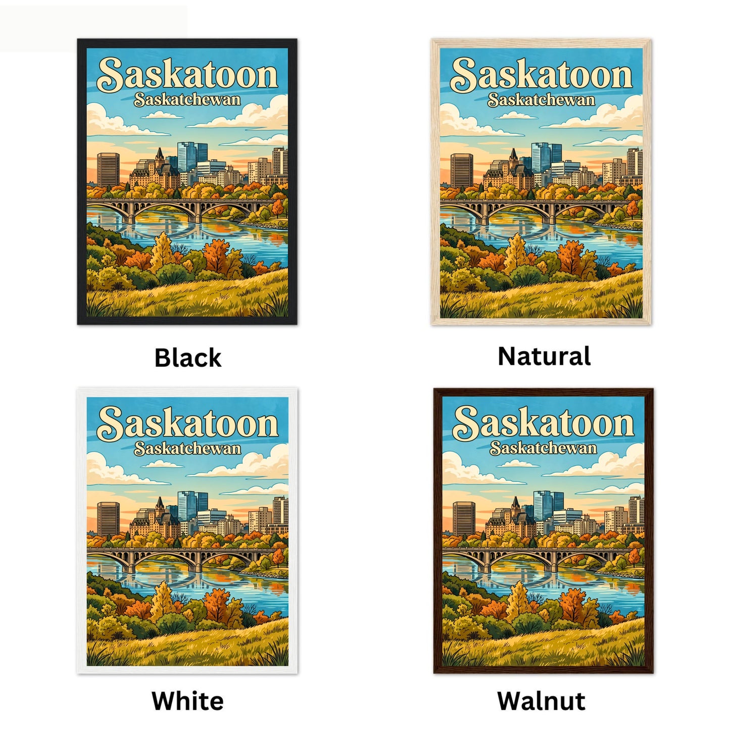 Saskatoon Vintage Travel Poster - Iconic Bridge