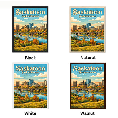 Saskatoon Vintage Travel Poster - Iconic Bridge