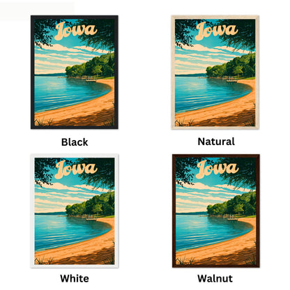Iowa Vintage Travel Poster  - Lakeside Gem Spirit Lake