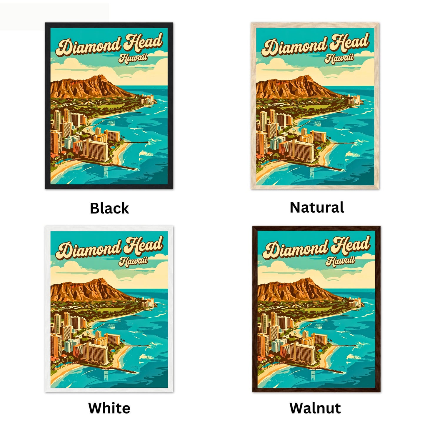 Diamond Head Vintage Travel Poster - Horizon