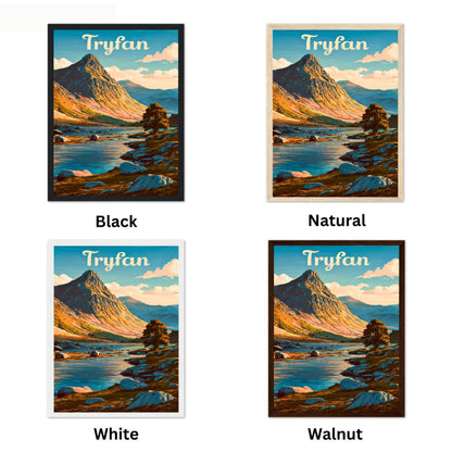 Tryfan Vintage Travel Poster - Iconic View of Snowdonia Landscape North Wales