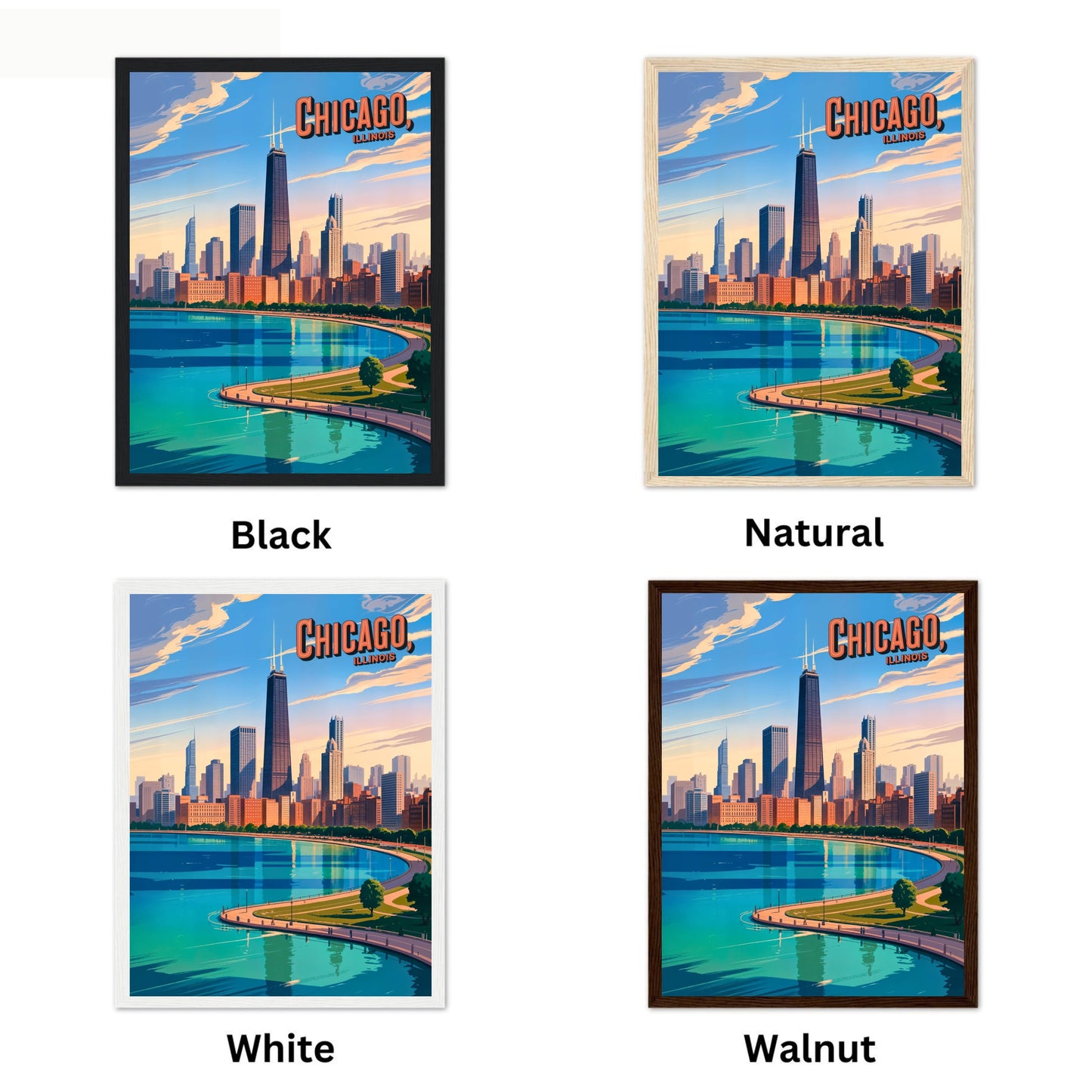 Chicago Vintage Travel Poster - Lakefront City View