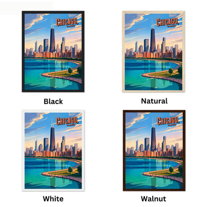 Chicago Vintage Travel Poster - Lakefront City View
