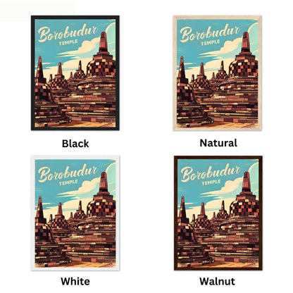 Borobudur Temple Vintage Travel Poster - Indonesia