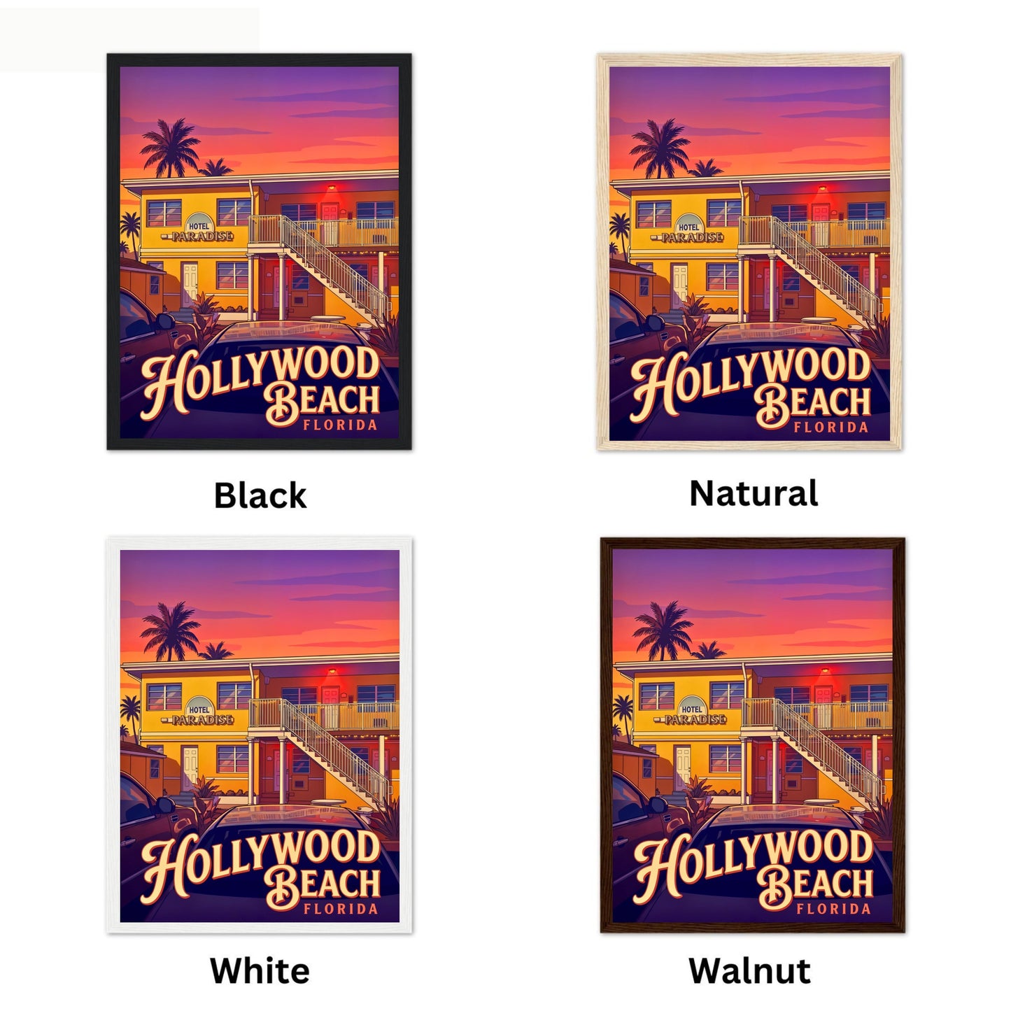 Hollywood Beach Vintage Travel Poster - Florida Staycation
