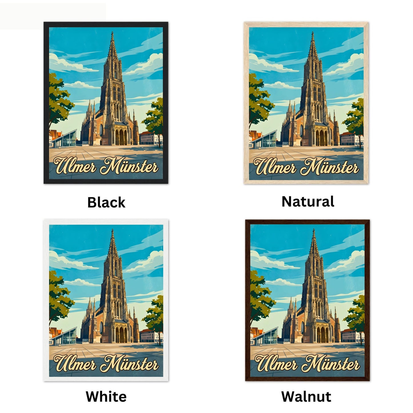 Ulmer Münster Vintage Travel Poster - The Pride of Ulm