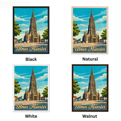 Ulmer Münster Vintage Travel Poster - The Pride of Ulm