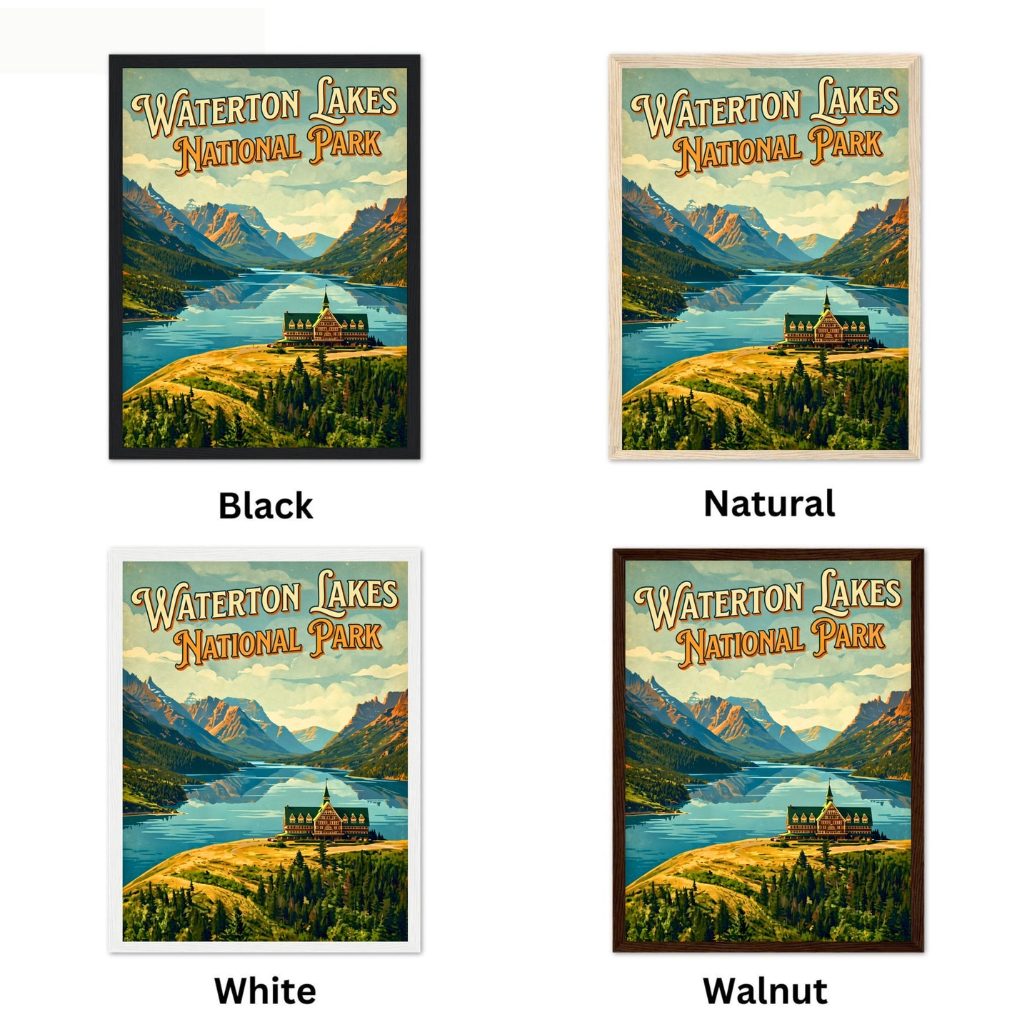 Waterton Lakes National Park Vintage Travel Poster - Alberta’s Hidden Jewel