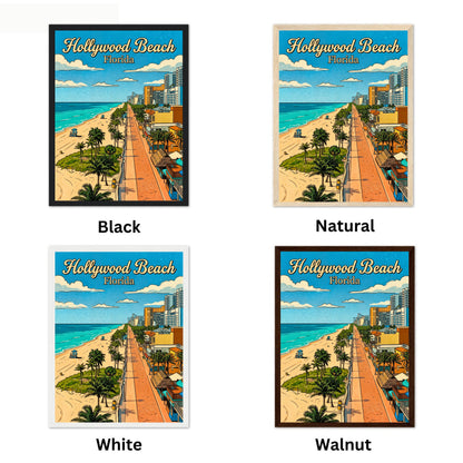 Hollywood Beach Vintage Travel Poster - Seaside Escape