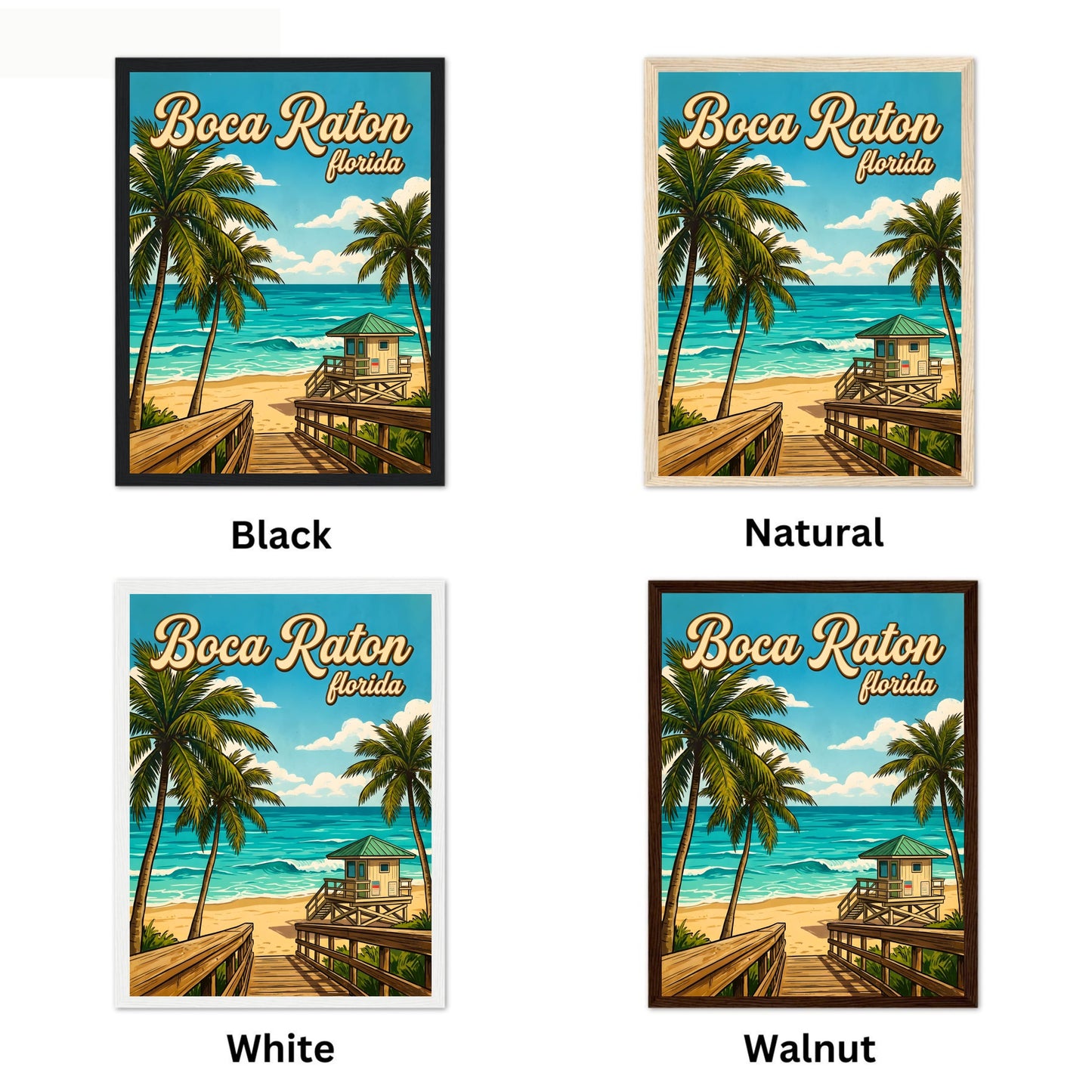 Boca Raton Vintage Travel Poster -Atlantic Blue Dreams