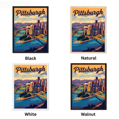 Pittsburgh Vintage Travel Poster- Bridges