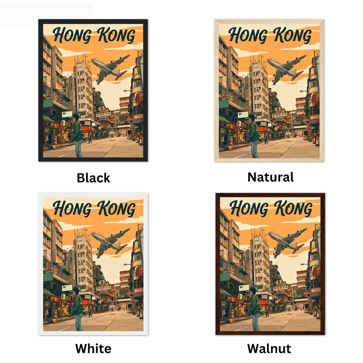 Hong Kong Vintage Travel Poster - Kai Tak from Above