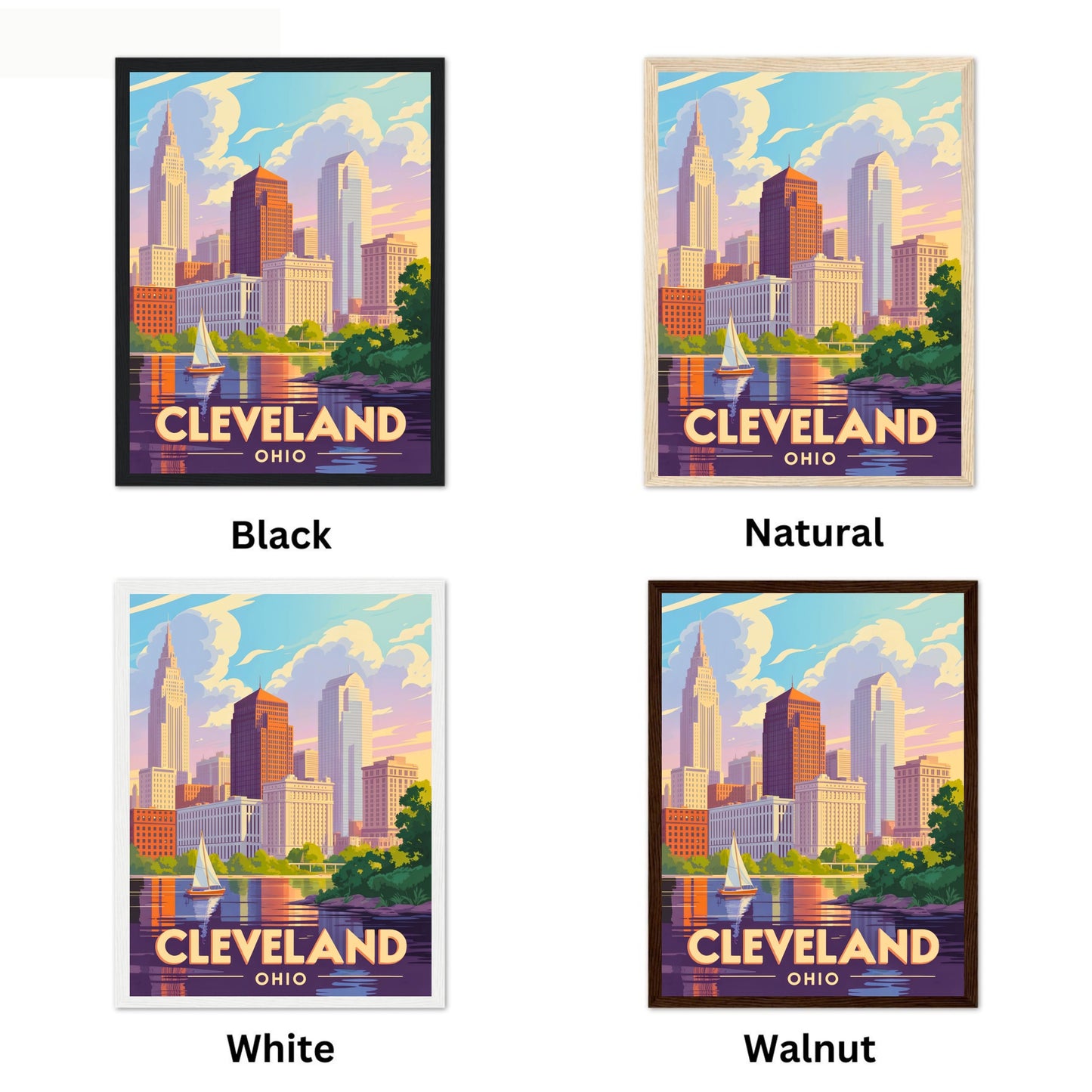 Cleveland Vintage Travel Poster - Captivating City Skyscrapers View