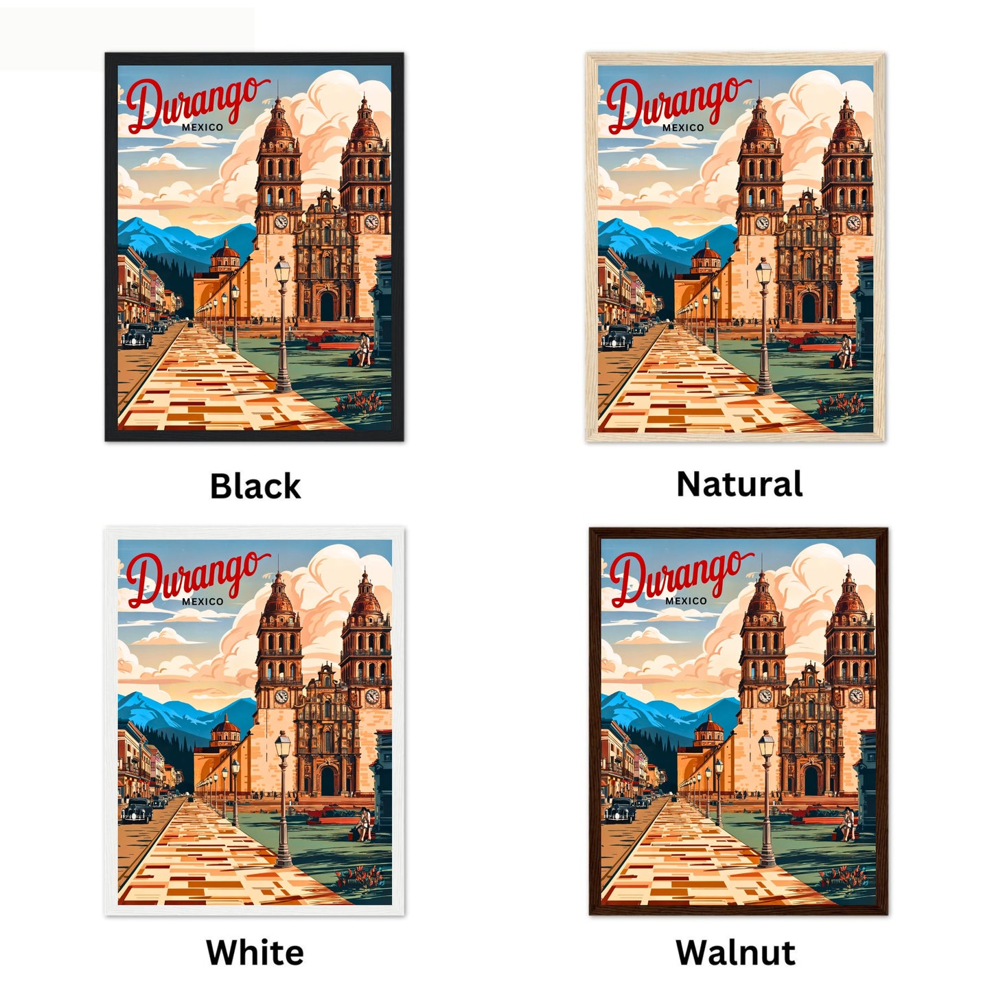 Durango, Mexico Vintage Travel Poster - Captivating Cathedral