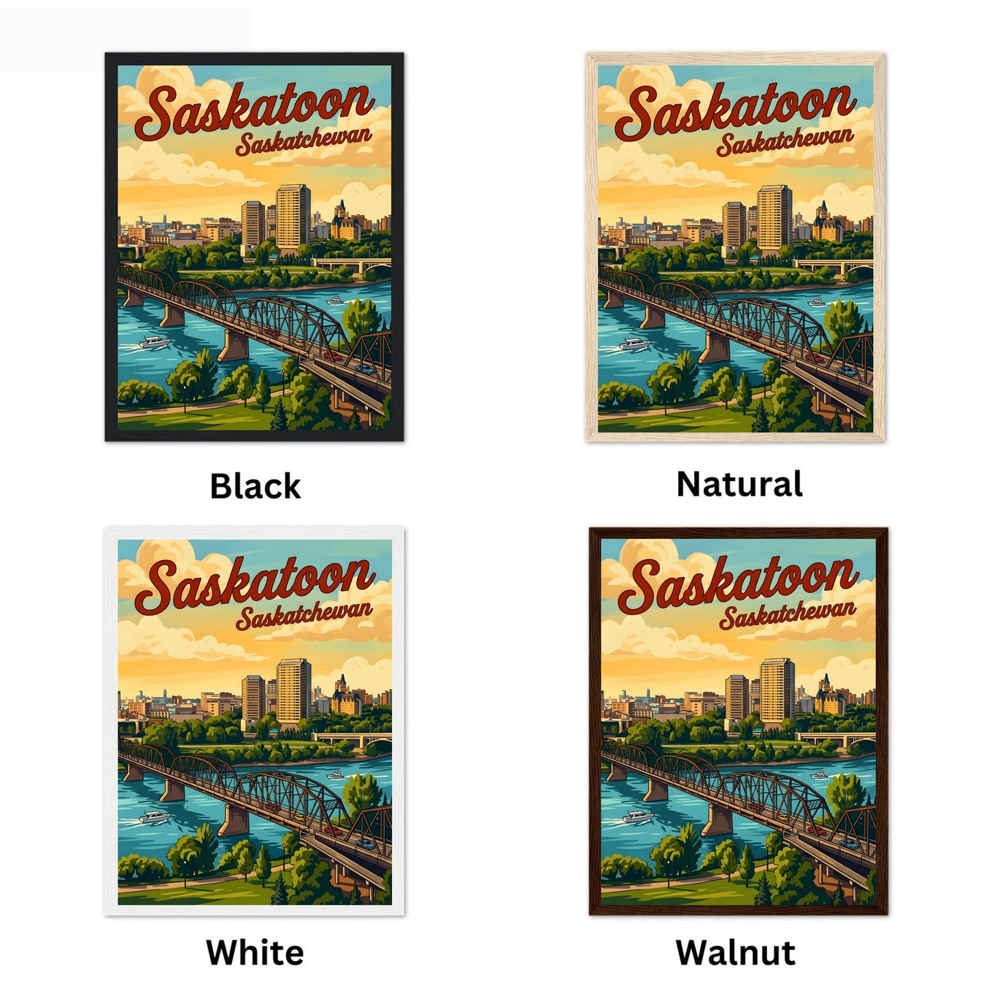 Saskatoon Vintage Travel Poster - Skyline View