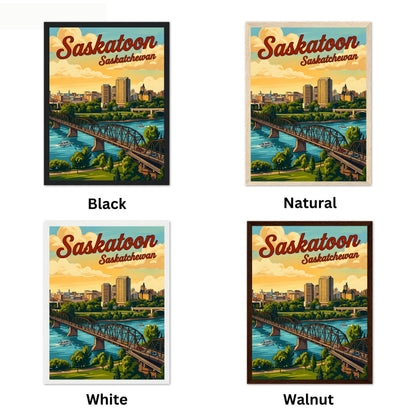 Saskatoon Vintage Travel Poster - Skyline View