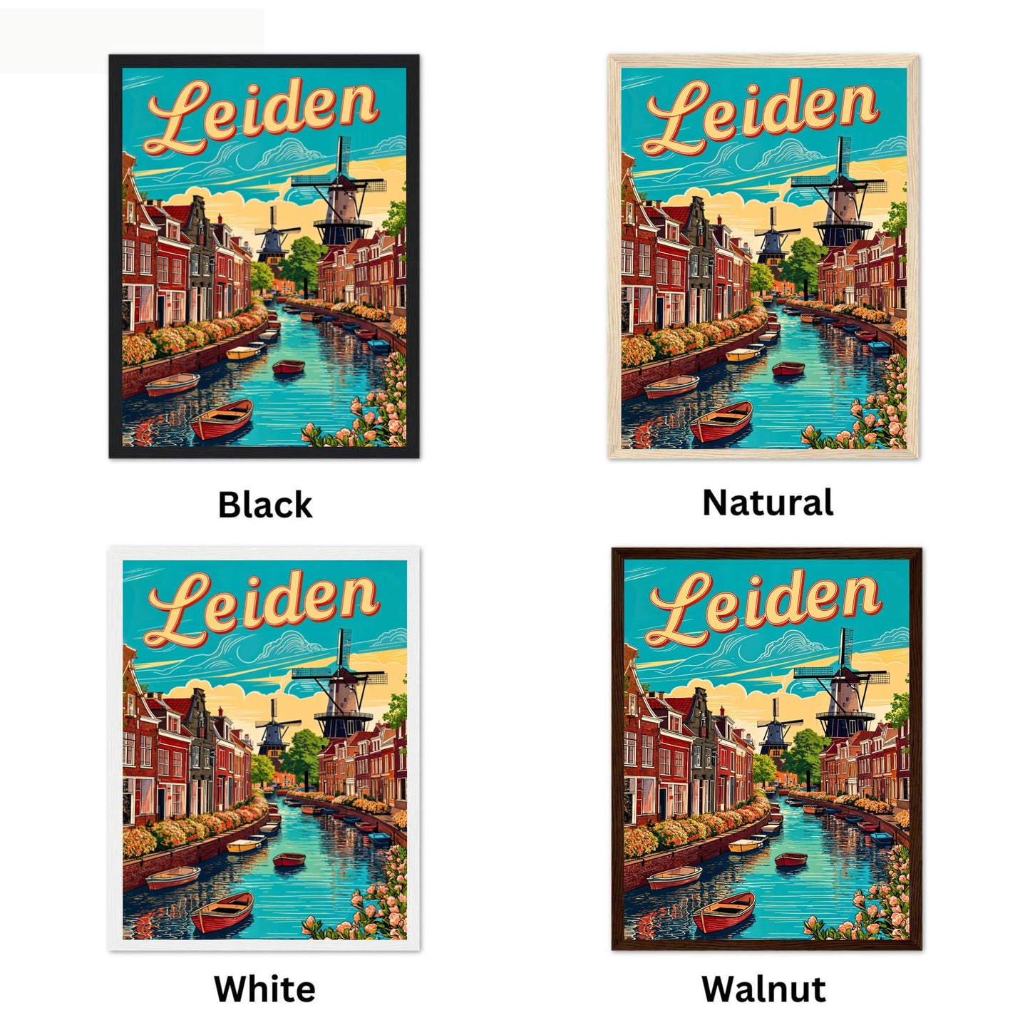 Leiden Vintage Travel Poster