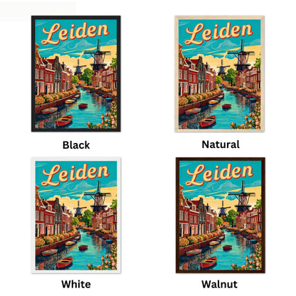 Leiden Vintage Travel Poster