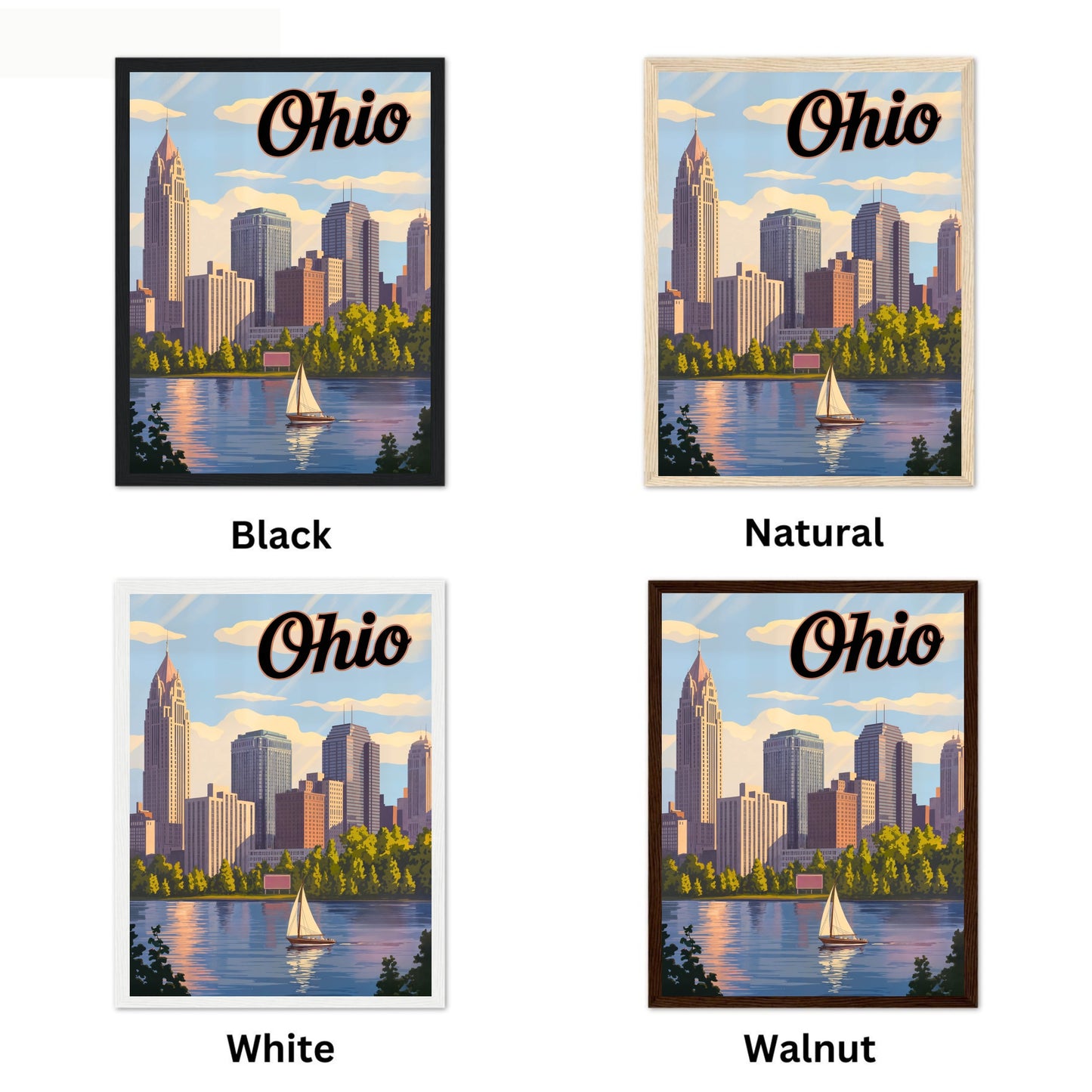 Ohio Vintage Travel Poster - Towers of Cleveland