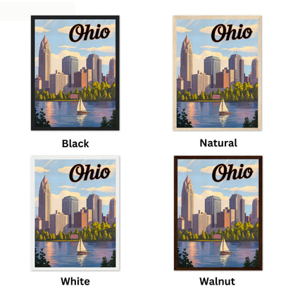 Ohio Vintage Travel Poster - Towers of Cleveland